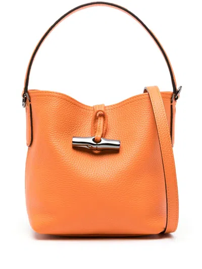 Longchamp Small Roseau Essential Bucket Bag In Orange