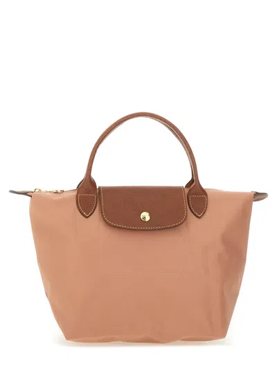Longchamp Small Structured Tote Bag With Flap Closure And Metallic Button In Brown