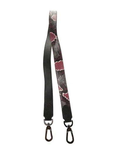 Pre-owned Longchamp Snakeskin Detachable Bag Strap In Black