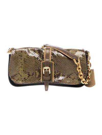Pre-owned Longchamp Snakeskin Shoulder Bag In Neutral