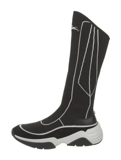 Pre-owned Longchamp Sock Boots In Black