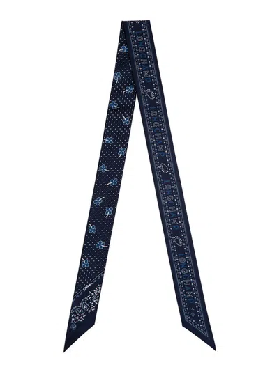 LONGCHAMP BLUE SCARF WITH ALL-OVER BANDANA PRINT IN SILK WOMAN