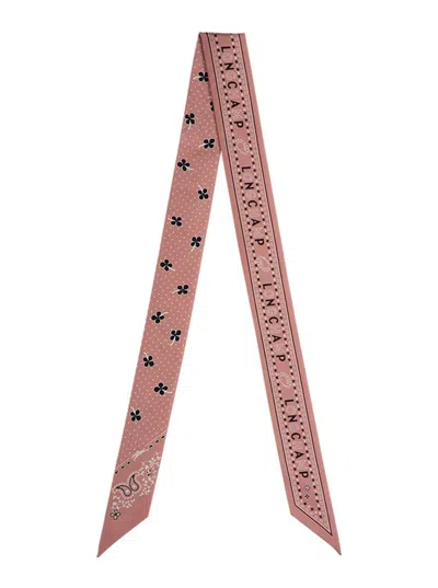 LONGCHAMP PINK SCARF WITH PAISLEY MOTIF AND FLORAL PRINT IN SILK WOMAN