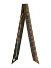 Longchamp Green Scarf With Logo Lettering Print In Silk Woman