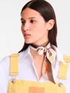 Longchamp White Scarf With Logo Lettering Print In Silk Woman