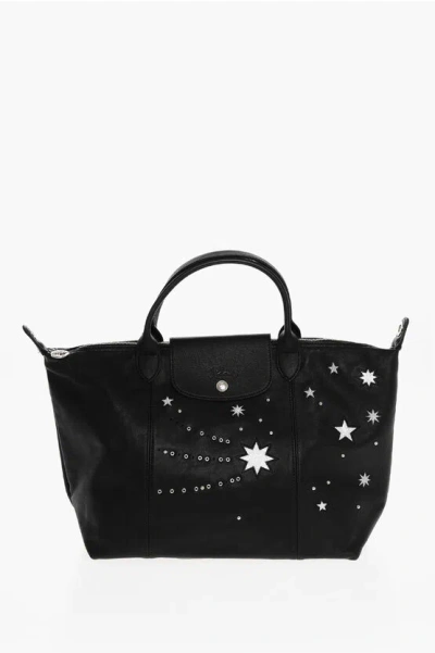 Longchamp Solid Color Leather Tote Bag