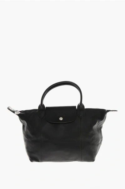 Longchamp Solid Color Leather Tote Bag