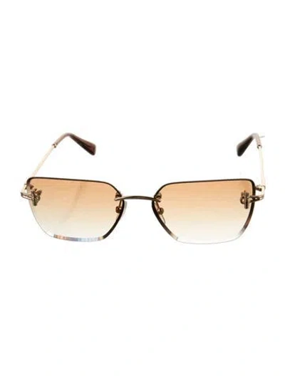 Pre-owned Longchamp Square Gradient Sunglasses In Gold/metallic