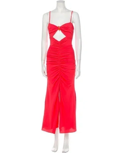 Pre-owned Longchamp Square Neckline Long Dress In Orange
