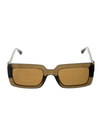 Pre-owned Longchamp Square Tinted Sunglasses In Green