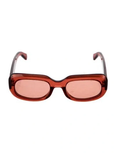 Pre-owned Longchamp Square Tinted Sunglasses In Red
