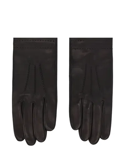 Longchamp Stitched Gloves In Black