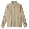Longchamp Straight Leather Shirt In Linen