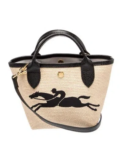 Pre-owned Longchamp Straw Top Handle Bag In Neutrals