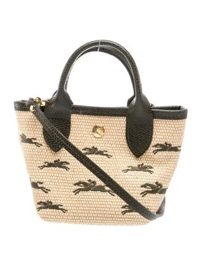 Pre-owned Longchamp Straw Tote In Neutral