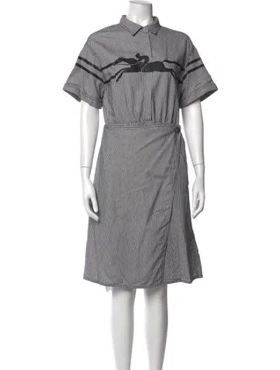 Pre-owned Longchamp Striped Knee-length Dress In Blue