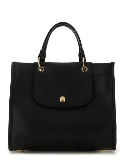 Longchamp Structured Leather Shoulder Bag In Black