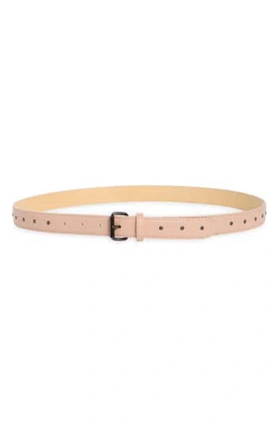 Longchamp Stud Leather Belt In Pink