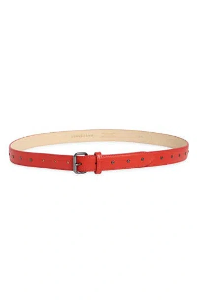 Longchamp Stud Leather Belt In Red