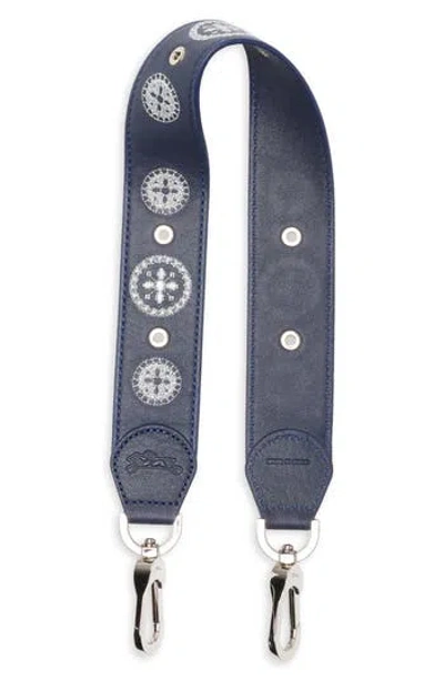 Longchamp Studded Leather Bag Strap In Blue