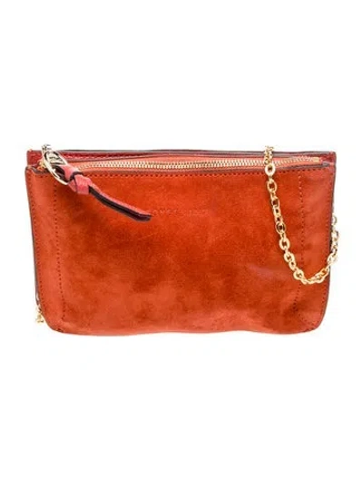 Pre-owned Longchamp Suede Crossbody Bag In Orange
