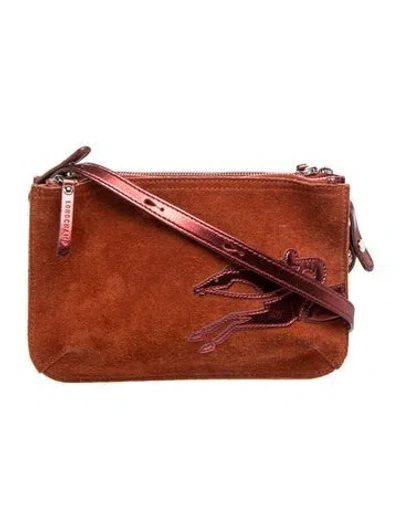 Pre-owned Longchamp Suede Crossbody Bag In Red