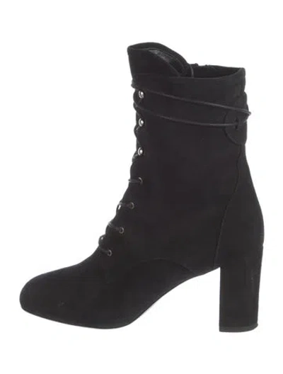 Pre-owned Longchamp Suede Lace-up Boots In Black