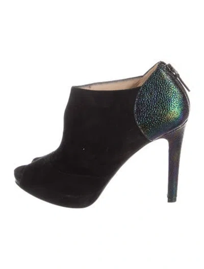 Pre-owned Longchamp Suede Pumps In Black/metallic
