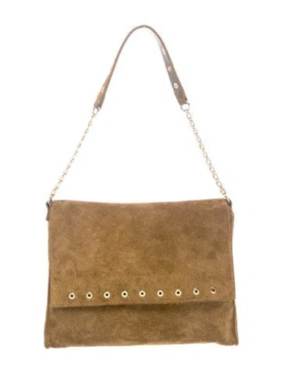 Pre-owned Longchamp Suede Shoulder Bag In Green