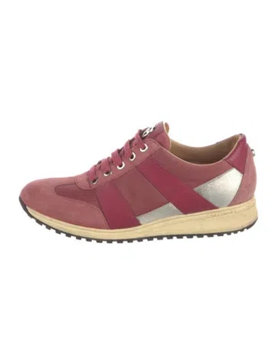 Pre-owned Longchamp Suede Sneakers In Pink