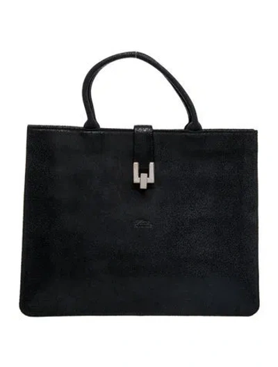 Pre-owned Longchamp Suede Top Handle Bag In Blue