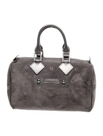 Pre-owned Longchamp Suede Top Handle Bag In Gray