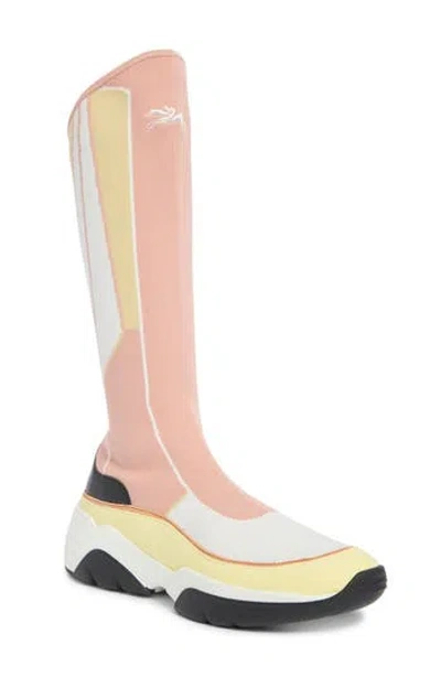 Longchamp Tall Shaft Tennis Boot In Powder Pink