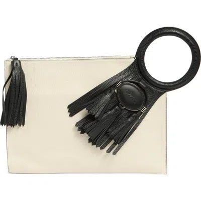Longchamp Tassel Leather Clutch In White