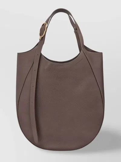 Longchamp Taupe Round Shape Tote Bag Xl