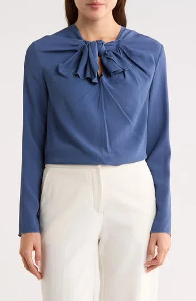 Longchamp Tie Neck Top In Blue