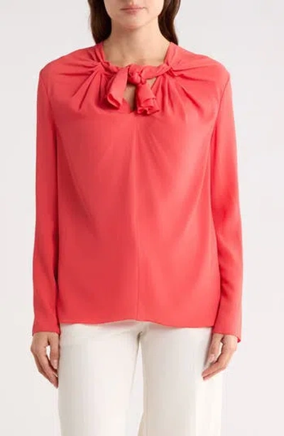 Longchamp Tie Neck Top In Red