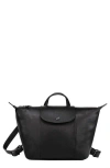 Longchamp Le Pliage Cuir Backpack In Black