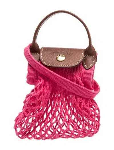 Pre-owned Longchamp Top Handle Bag In Brown/pink