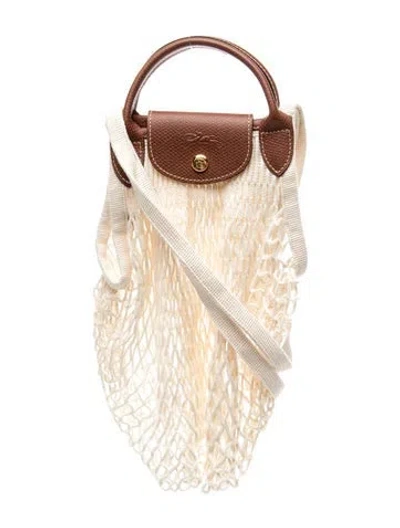 Pre-owned Longchamp Top Handle Bag In Brown/white