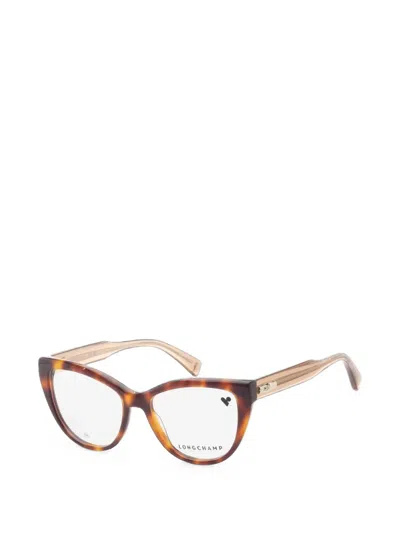Longchamp Tortoiseshell-effect Cat-eye Glasses In Brown