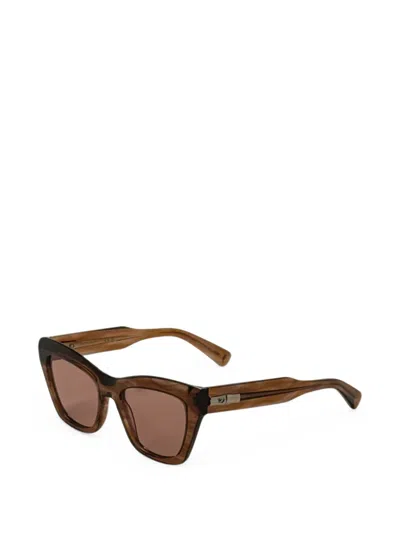 Longchamp Tortoiseshell-effect Cat-eye Sunglasses In Brown