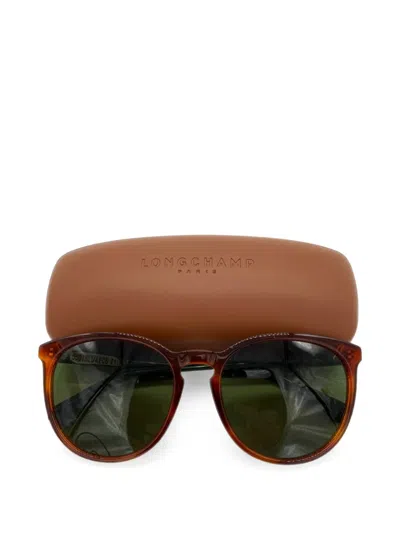 Longchamp Tortoiseshell-effect Round-frame Sunglasses In Brown