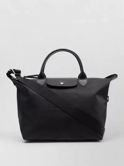 Longchamp Tote Bag Adjustable Strap Flap Pocket In Black