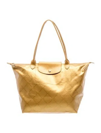 Pre-owned Longchamp Tote In Gold/metallic