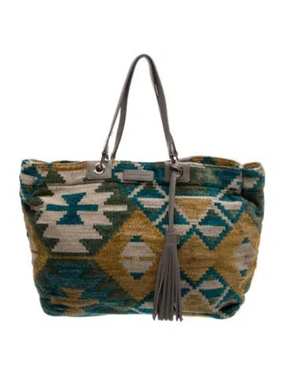 Pre-owned Longchamp Tote In Green/yellow