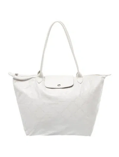 Pre-owned Longchamp Tote In Neutrals/white