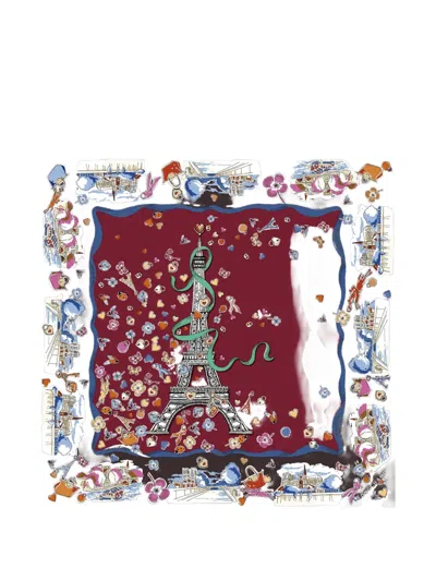 Longchamp Tour Enchantée Silk Scarf 50 In Red