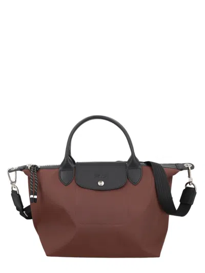 Longchamp Trapezoidal Small Tote Bag In Smooth Polyamide In Grey