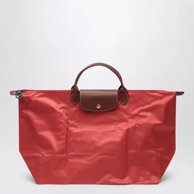 Longchamp Travel Bag Tomato Red Le Pliage Original S In Black